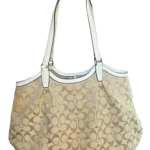 Coach Devin Light Beige Khaki Ivory satchel Handbag Purse. - Picture 5 of 13